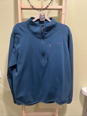 Merrell Mens Opti-Wick Blue Long Sleeve 1/2 Zip Grid Pullover Size XL